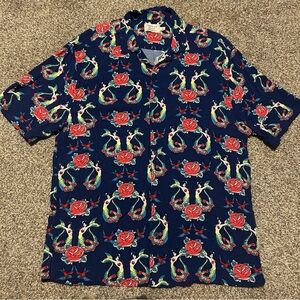 Thread Wave Siren Traditional Tattoo Art Button Down